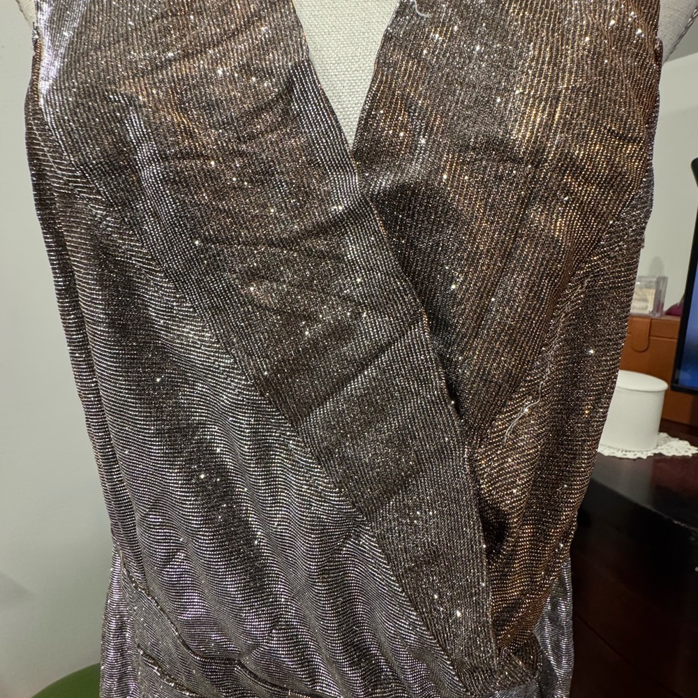 Elegant Silver and Gold Sleeveless Dress - Picture 3 of 8